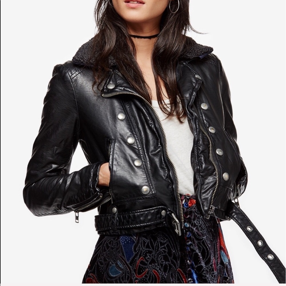Free People vegan leather jacket NEW - Picture 1 of 6